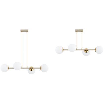 Brilagi - Cable-suspended chandelier MILO ECRU 4xE27/60W/230V beige/gold