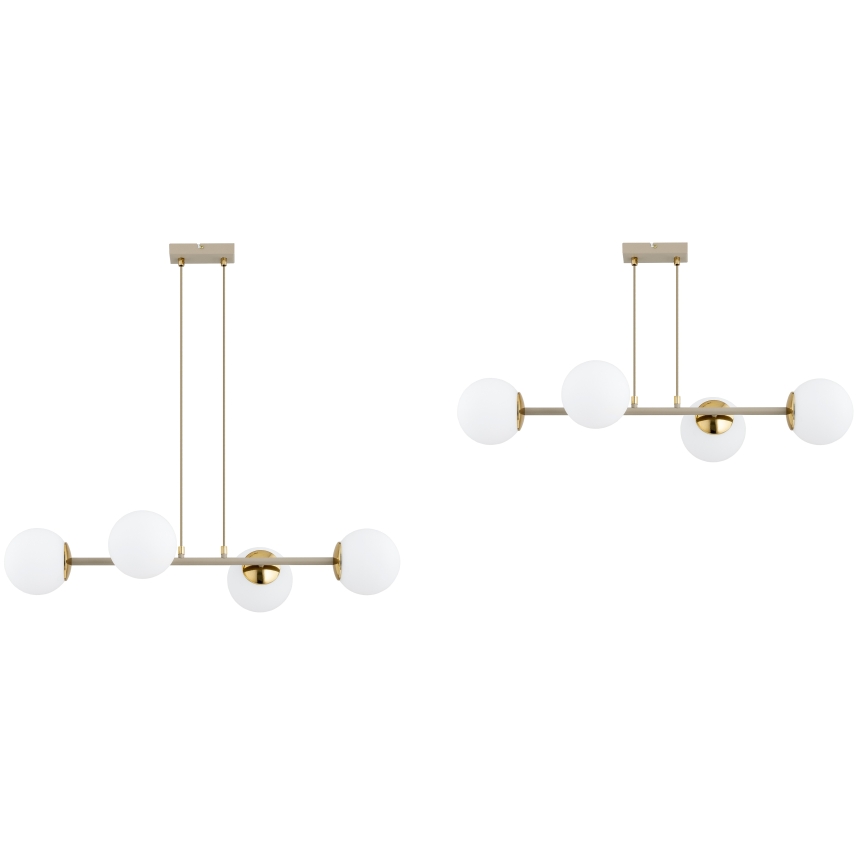 Brilagi - Cable-suspended chandelier MILO ECRU 4xE27/60W/230V beige/gold