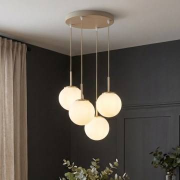 Brilagi - Cable-suspended chandelier MILO ECRU 4xE27/60W/230V beige/gold