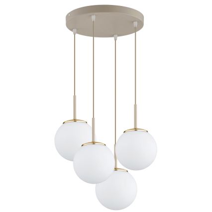 Brilagi - Cable-suspended chandelier MILO ECRU 4xE27/60W/230V beige/gold