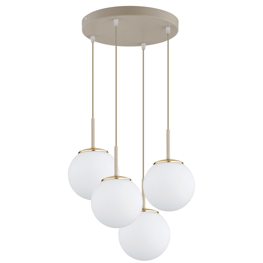 Brilagi - Cable-suspended chandelier MILO ECRU 4xE27/60W/230V beige/gold