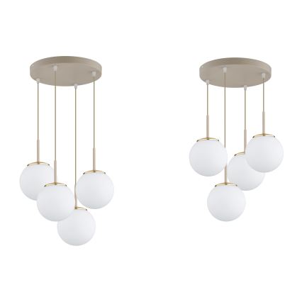 Brilagi - Cable-suspended chandelier MILO ECRU 4xE27/60W/230V beige/gold