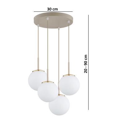 Brilagi - Cable-suspended chandelier MILO ECRU 4xE27/60W/230V beige/gold