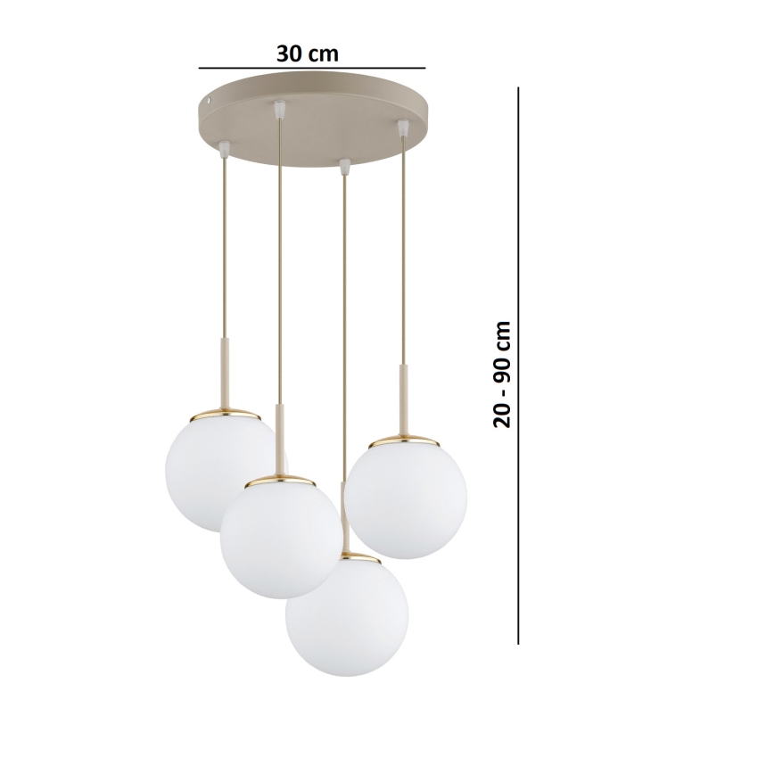 Brilagi - Cable-suspended chandelier MILO ECRU 4xE27/60W/230V beige/gold