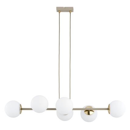 Brilagi - Cable-suspended chandelier MILO ECRU 6xE27/60W/230V beige/gold