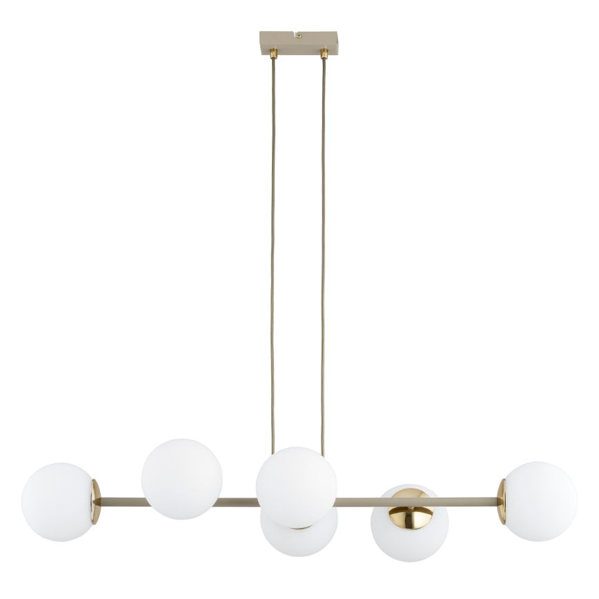 Brilagi - Cable-suspended chandelier MILO ECRU 6xE27/60W/230V beige/gold