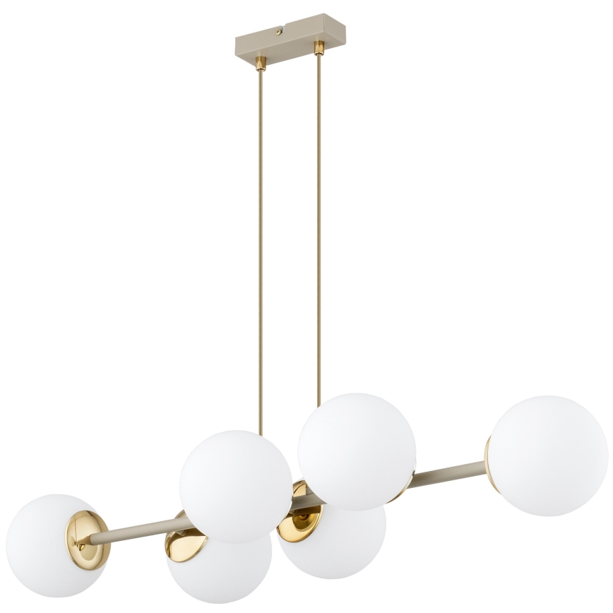 Brilagi - Cable-suspended chandelier MILO ECRU 6xE27/60W/230V beige/gold