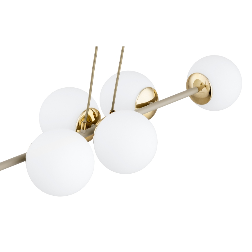 Brilagi - Cable-suspended chandelier MILO ECRU 6xE27/60W/230V beige/gold