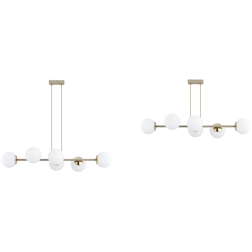 Brilagi - Cable-suspended chandelier MILO ECRU 6xE27/60W/230V beige/gold