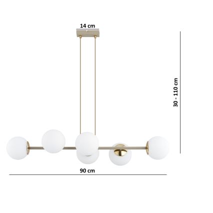 Brilagi - Cable-suspended chandelier MILO ECRU 6xE27/60W/230V beige/gold