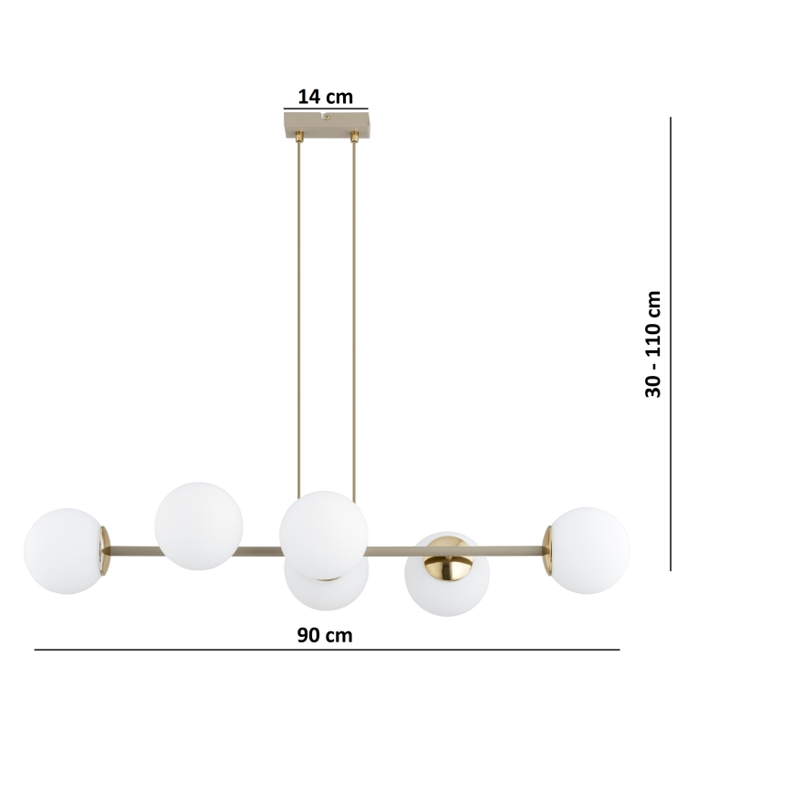 Brilagi - Cable-suspended chandelier MILO ECRU 6xE27/60W/230V beige/gold