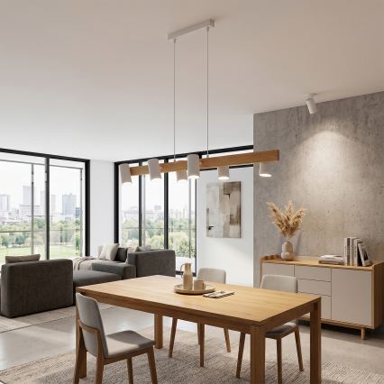 Brilagi - Cable-suspended chandelier SELE 6xGU10/30W/230V white/oak decor