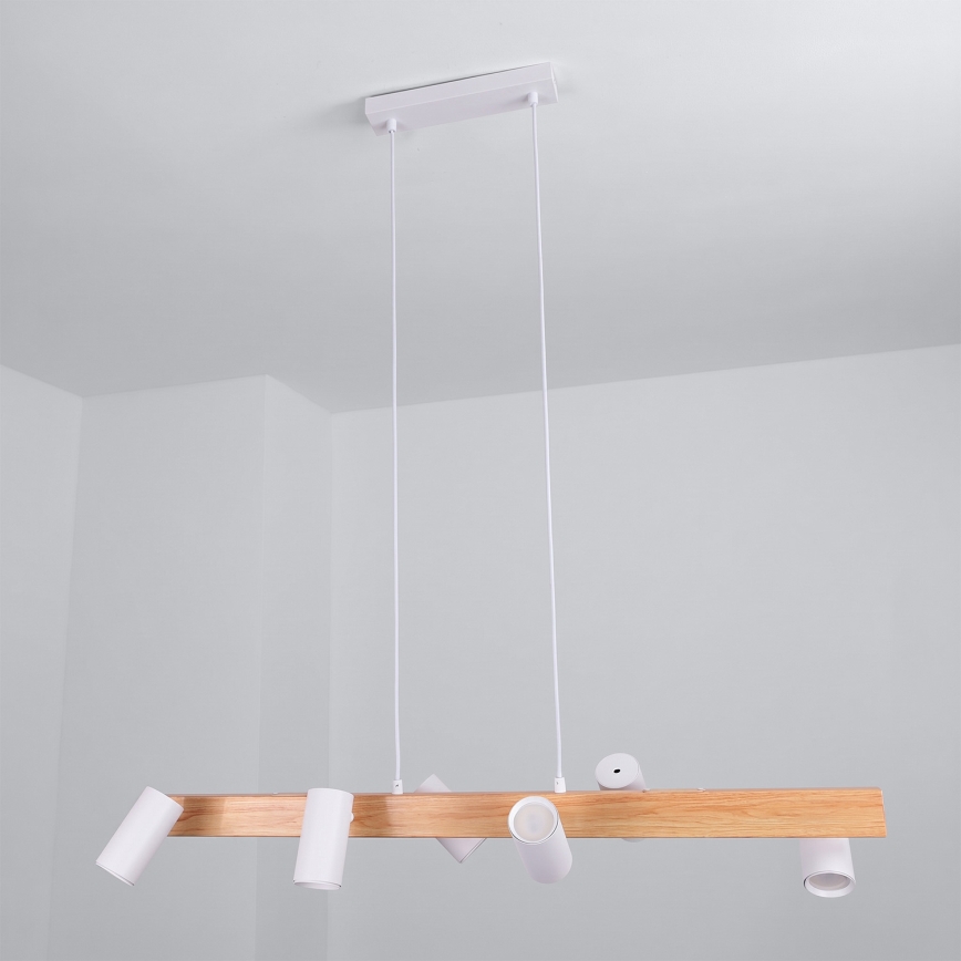 Brilagi - Cable-suspended chandelier SELE 6xGU10/30W/230V white/oak decor