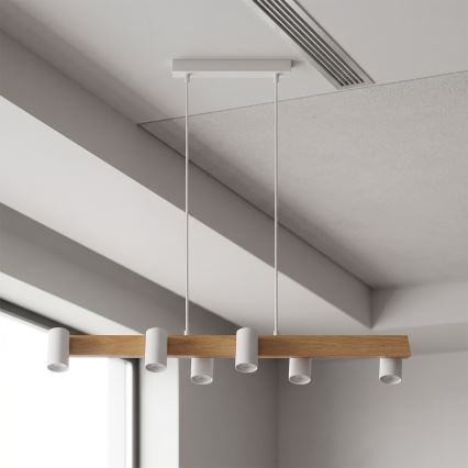 Brilagi - Cable-suspended chandelier SELE 6xGU10/30W/230V white/oak decor