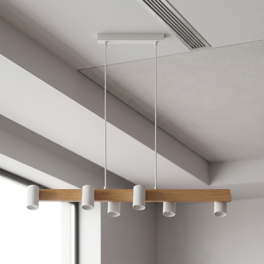 Brilagi - Cable-suspended chandelier SELE 6xGU10/30W/230V white/oak decor