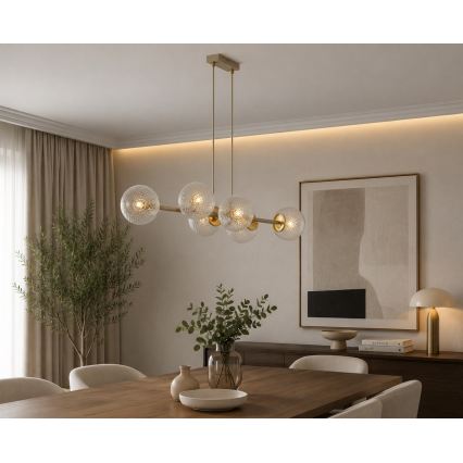 Brilagi - Cable-Suspended Chandelier STELLA 6xE27/60W/230V Beige/Gold