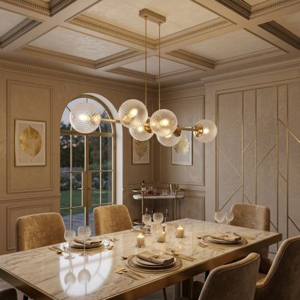 Brilagi - Cable-Suspended Chandelier STELLA 6xE27/60W/230V Beige/Gold