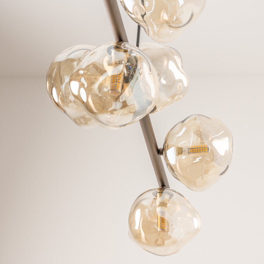 BRILAGI - Cable-suspended chandelier VULCANO 9xG9/8W/230V bronze/smoky beige