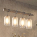 BRILAGI - Cable-suspended chandelier WOOD GLASS 4xE27/60W/230V pine/grey/white