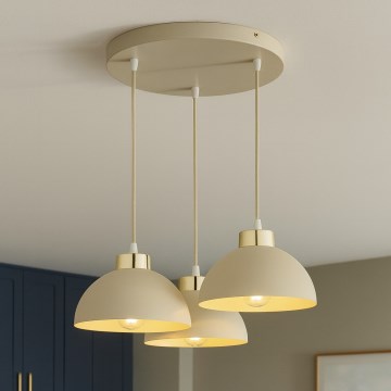 Brilagi - Cable-suspended pendant, 3x E27/60W/230V, beige/gold