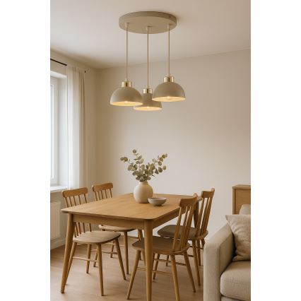 Brilagi - Cable-suspended pendant, 3x E27/60W/230V, beige/gold