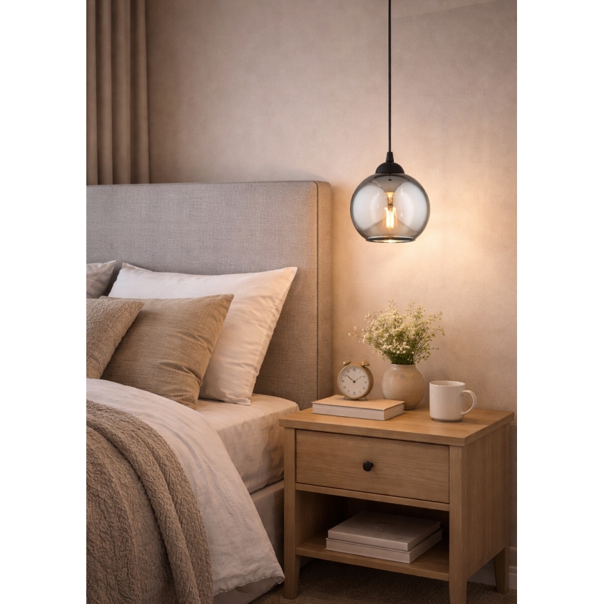 Brilagi - Cable-suspended pendant light 1xE27/60W/230V black/smoke gray