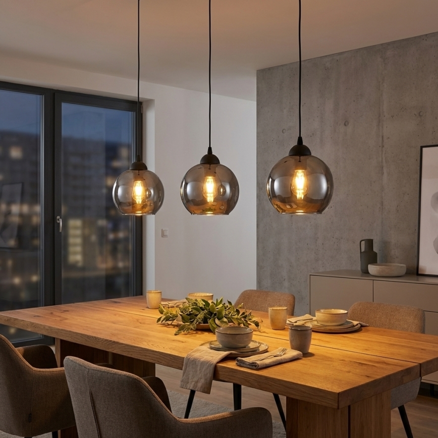 Brilagi - Cable-suspended pendant light 1xE27/60W/230V black/smoke gray