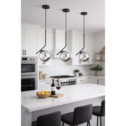 Brilagi - Cable-suspended pendant light 1xE27/60W/230V black/smoked grey