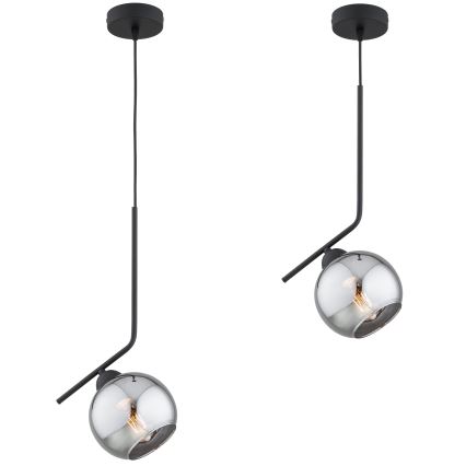Brilagi - Cable-suspended pendant light 1xE27/60W/230V black/smoked grey