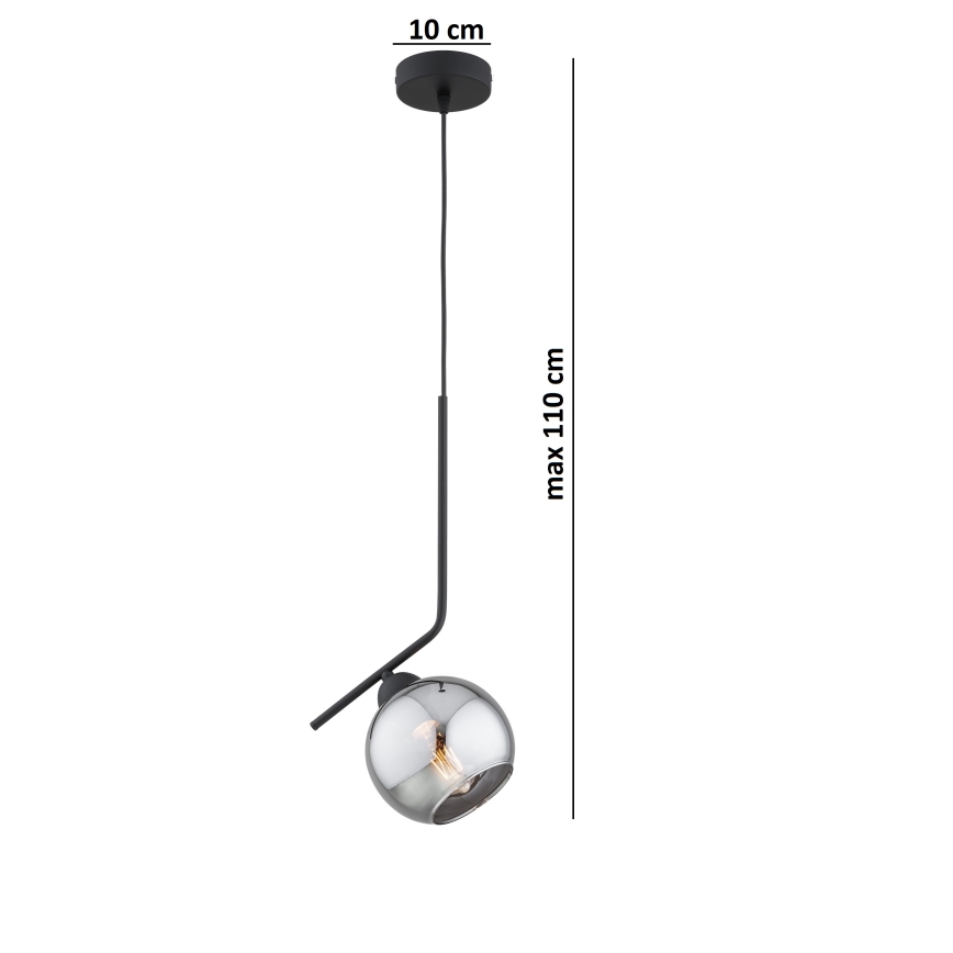 Brilagi - Cable-suspended pendant light 1xE27/60W/230V black/smoked grey