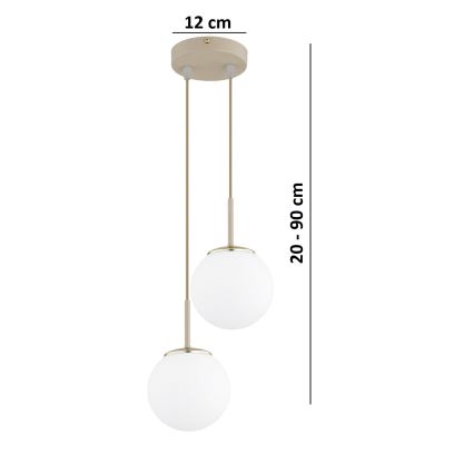 Brilagi - Cable-suspended pendant light, 2x E27/60W/230V, Beige/Gold