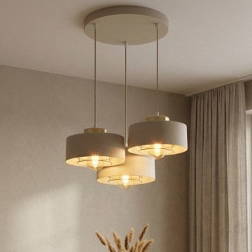 Brilagi - Cable-Suspended Pendant Light 3xE27/60W/230V Beige/Gold