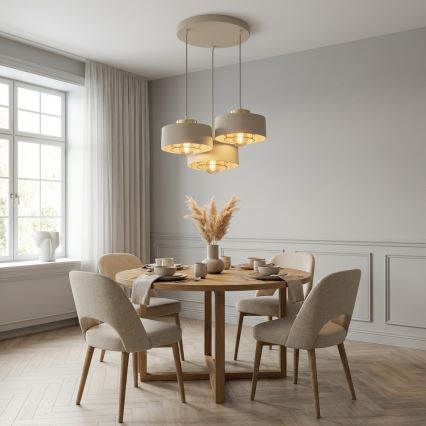 Brilagi - Cable-Suspended Pendant Light 3xE27/60W/230V Beige/Gold