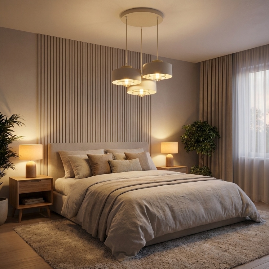 Brilagi - Cable-Suspended Pendant Light 3xE27/60W/230V Beige/Gold