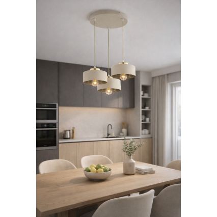 Brilagi - Cable-Suspended Pendant Light 3xE27/60W/230V Beige/Gold