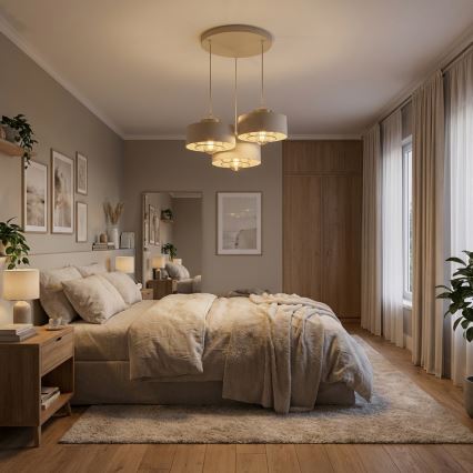 Brilagi - Cable-Suspended Pendant Light 3xE27/60W/230V Beige/Gold