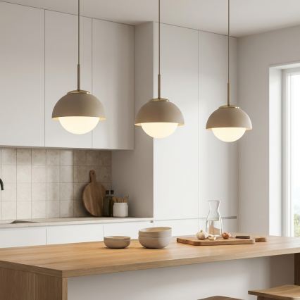 Brilagi - Cable-suspended pendant light COSMO 1xE27/60W/230V dia. 18 cm beige/gold
