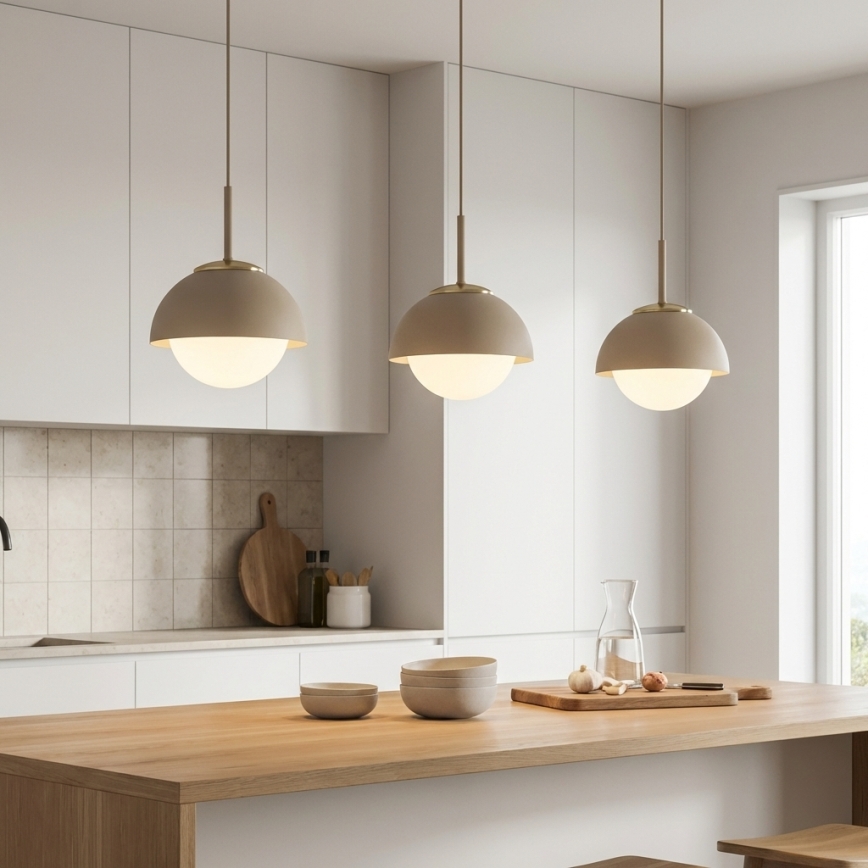 Brilagi - Cable-suspended pendant light COSMO 1xE27/60W/230V dia. 18 cm beige/gold