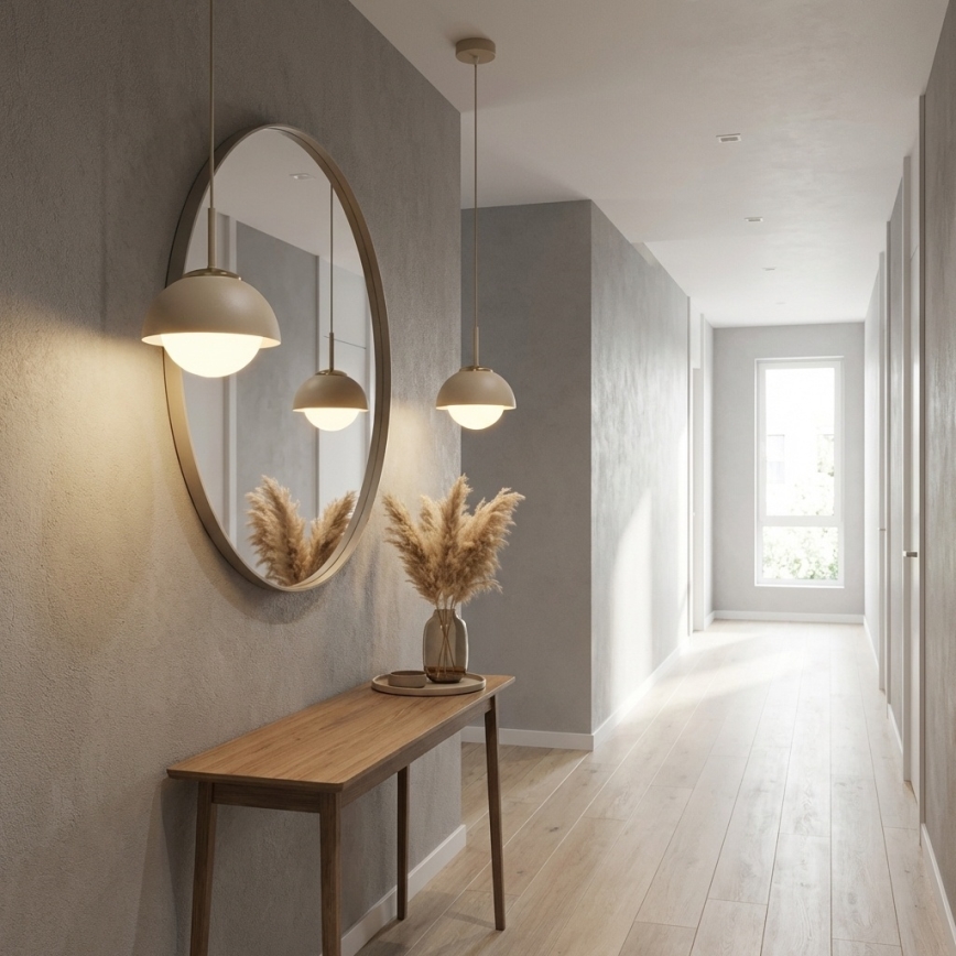 Brilagi - Cable-suspended pendant light COSMO 1xE27/60W/230V dia. 18 cm beige/gold