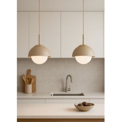 Brilagi - Cable-suspended pendant light COSMO 1xE27/60W/230V dia. 18 cm beige/gold