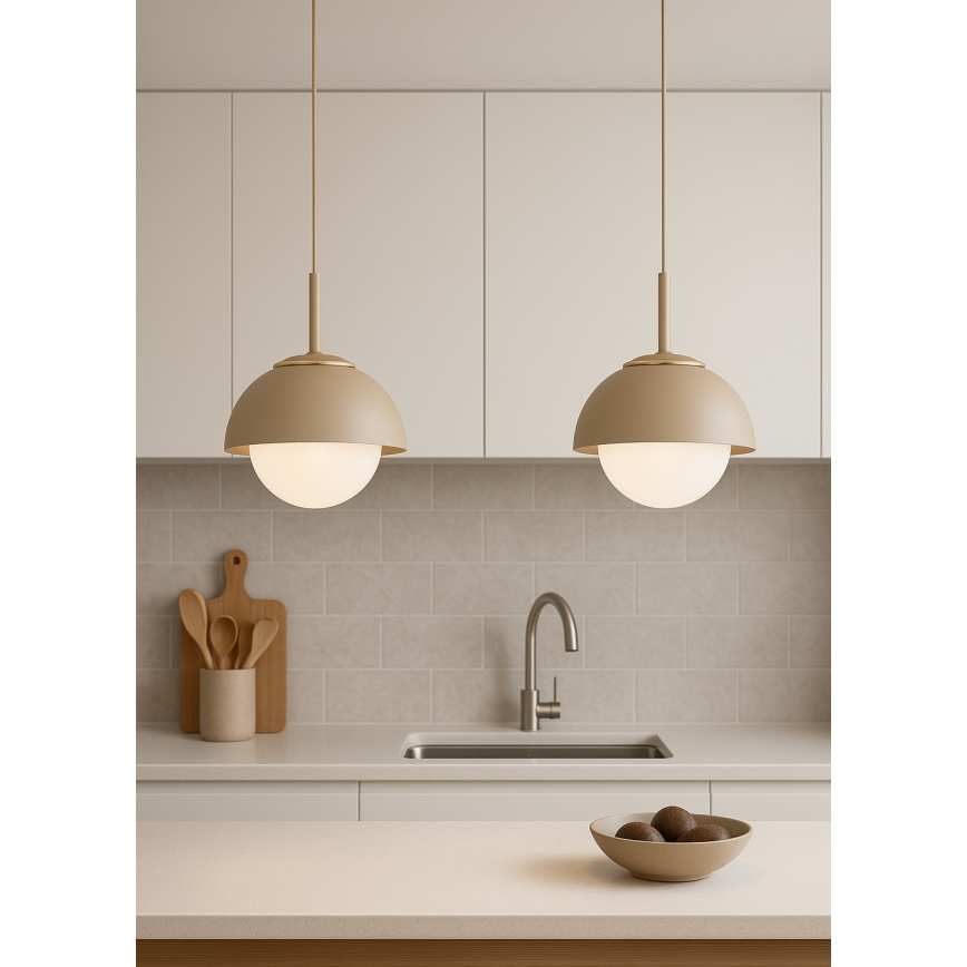 Brilagi - Cable-suspended pendant light COSMO 1xE27/60W/230V dia. 18 cm beige/gold