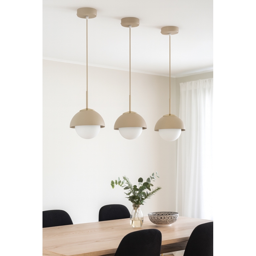Brilagi - Cable-suspended pendant light COSMO 1xE27/60W/230V dia. 18 cm beige/gold