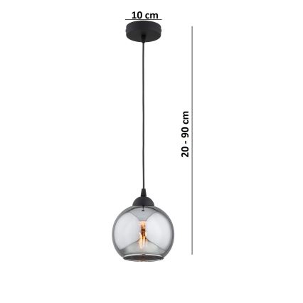 Brilagi - Cable-suspended pendant light DIOR 1xE27/60W/230V black/smoke gray