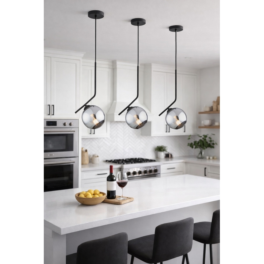 Brilagi - Cable-suspended pendant light DIOR 1xE27/60W/230V black/smoked grey