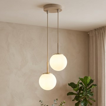 Brilagi - Cable-suspended pendant light, MILO ECRU 2x E27/60W/230V, Beige/Gold