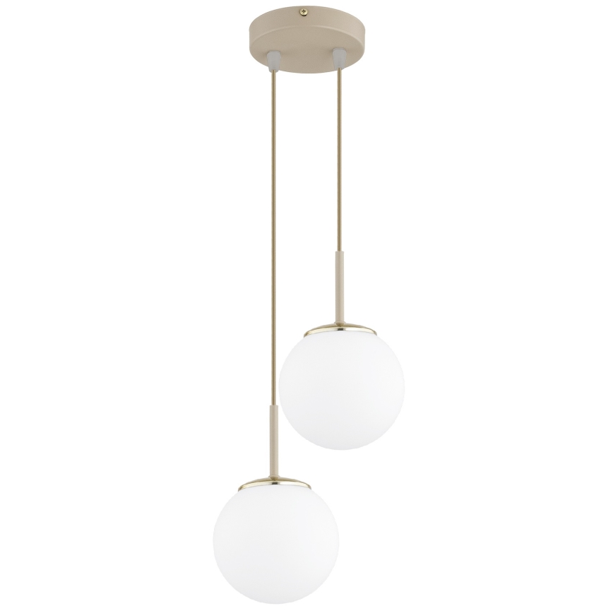Brilagi - Cable-suspended pendant light, MILO ECRU 2x E27/60W/230V, Beige/Gold