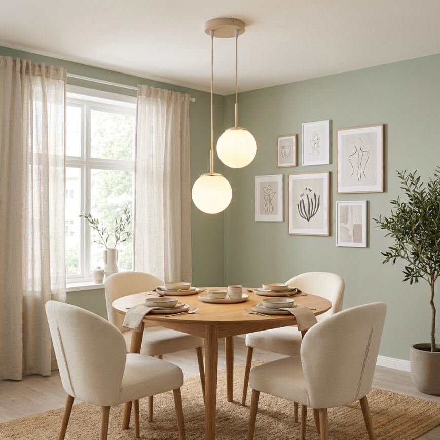 Brilagi - Cable-suspended pendant light, MILO ECRU 2x E27/60W/230V, Beige/Gold