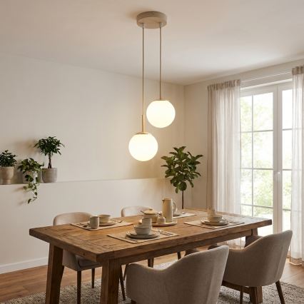 Brilagi - Cable-suspended pendant light, MILO ECRU 2x E27/60W/230V, Beige/Gold