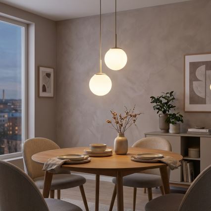 Brilagi - Cable-suspended pendant light, MILO ECRU 2x E27/60W/230V, Beige/Gold