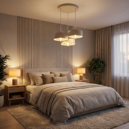 Brilagi - Cable-Suspended Pendant Light SPRING 3xE27/60W/230V Beige/Gold